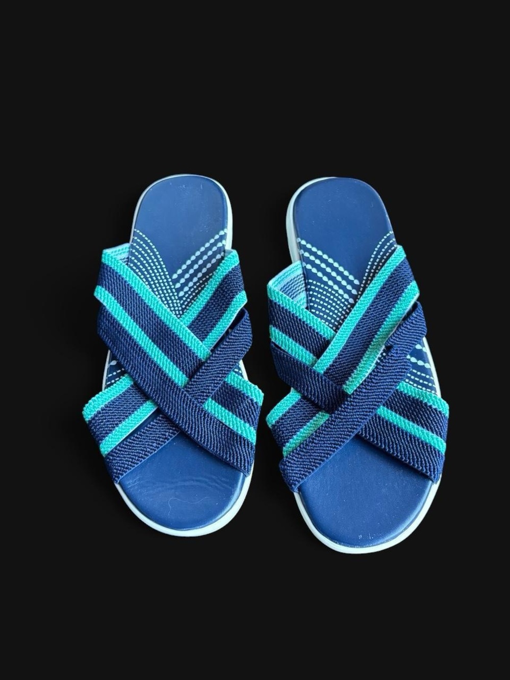 ✨Blue and teal striped sandals ✨
